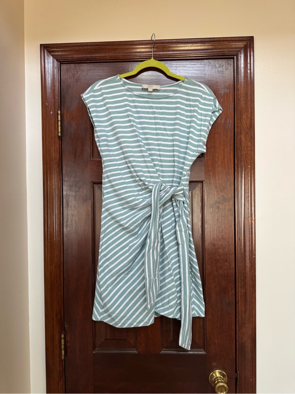Striped Side Tie Wedge Tee Mini Dress